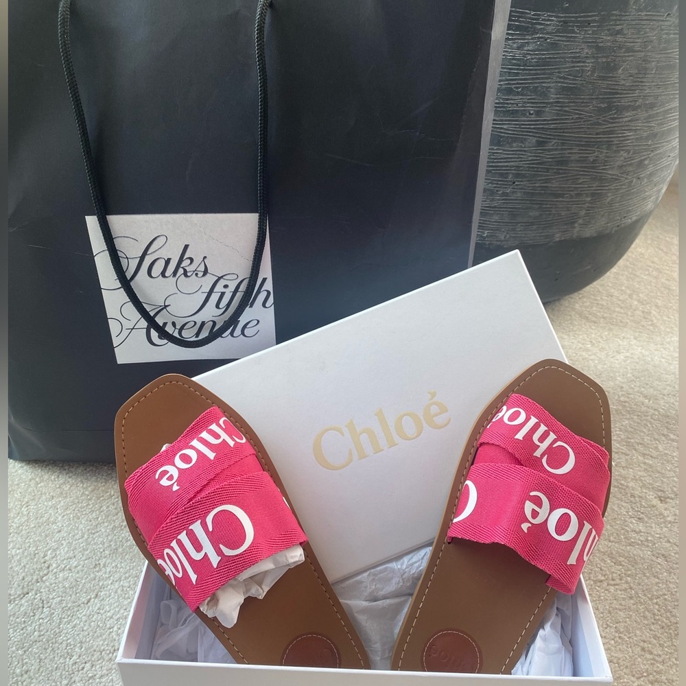 Hot Pink Chloe Woody Flat Slide